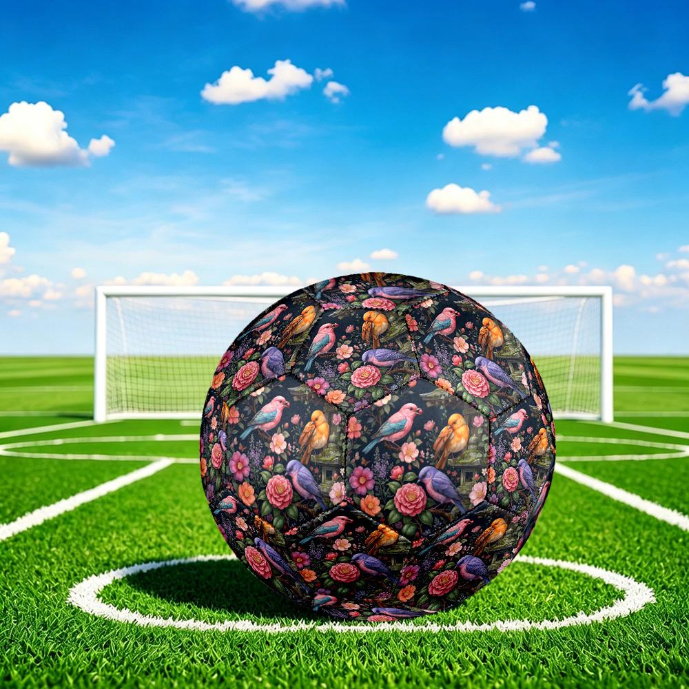 1pc Birds Bloom Theme Soccer Ball Football, Size 5, Lightweight PVC, Outdoor Training Soccer Ball,Sports Gift t61419