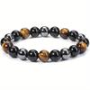 2pcs/set Good Luck Healing for Protection Crystal Men's and Women's Natural Round Gemstone Beads Bracelet 10mm Obsidian Tiger Eye Stone Handmade