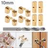 8pcs Brass Barrel Concealed Furniture Hinges, Fit for DIY Jewelry Box Hand Craft with 10 Mm High-speed Steel Drill,Concealed 180 Degree Opening Angle