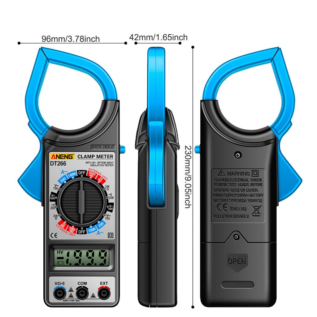 ANENG DT266 LCD 1999 Count Digital True RMS Professional Clamp Meter ACDC Current Voltage Tester