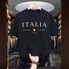 2025 New Letter Italy Print Cotton T-shirt For Men Summer Short Sleeve Tees High Quality Casual Male Clothes Oversize Unisex Top