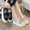 Women's Spring New Hollow Lace Muffin Bottom One Pedal Fisherman Single Shoes Breathable Height Increasing Casual Shoes