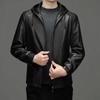 Кожаное пальто, мужская зимняя деловая повседневная куртка среднего возраста, мужская плюшевая теплая куртка с капюшоном