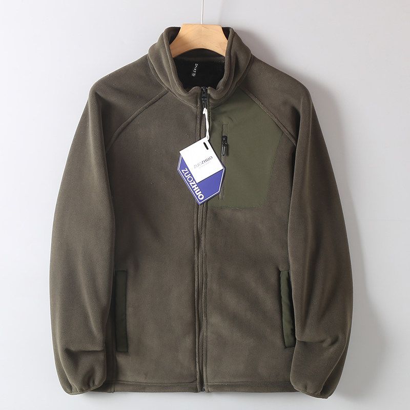 Мужская куртка из поларфлиса Heattech с воротником-стойкой, утепленная флисом, новая свободная модель, осень-зима, утолщенный флисовый свитер