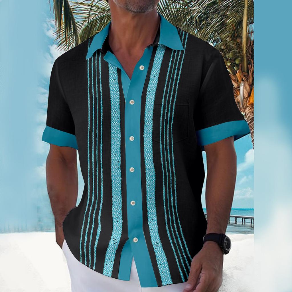 Гавайская рубашка для мужчин, мужские винтажные рубашки для боулинга на пуговицах, летняя пляжная рубашка с коротким рукавом