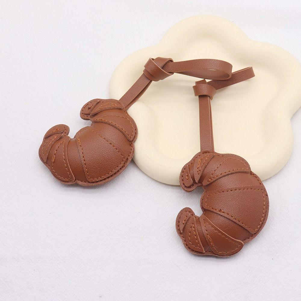 Cartoon Croissant Keychain PU Leather Bag Pendant Lovely PU Leather Hanger Women