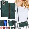 Crossbody Multi Card Flip Wallet Zipper Leather Case for iPhone 15 14Plus 13 12 11 Pro Max XSMAX for Samsung S23 S22 S21 S20Ultra Plus A14 A54 A13 A53