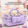 Hair Accessories Storage Box with Handle Large Capacity 3 Layers Design Dustproof Organizer Box Jewelry Hair Clips Container