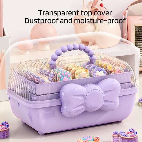 Hair Accessories Storage Box with Handle Large Capacity 3 Layers Design Dustproof Organizer Box Jewelry Hair Clips Container