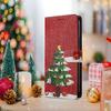 Christmas Tree Painting PU Leather Phone Case with Card Slots & Cash Pocket & Kickstand Full-Body Protection for iPhone 17 16 15 14/Samsung S25 S24