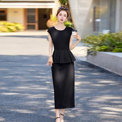 Французское платье в стиле Хепберн женское летнее легкое роскошное чувство дизайна темперамент знаменитости стройнящее и тонкое юбка с имитацией двух частей