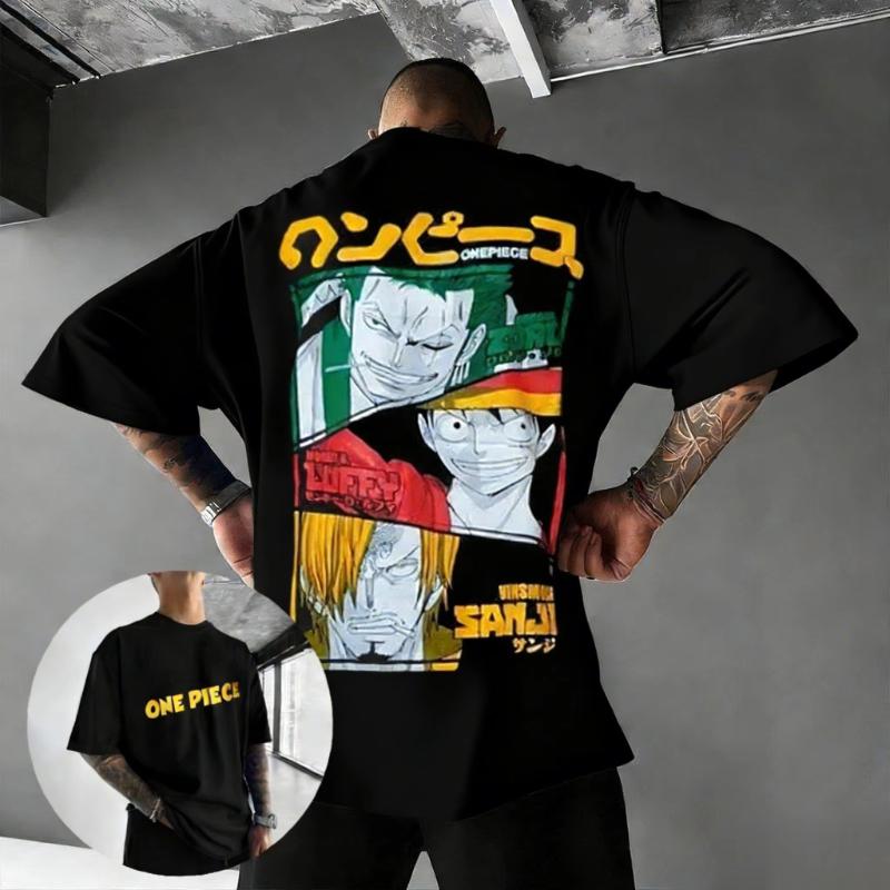 Унисекс Футболка с принтом из аниме One Piece Мужская Женская Луффи Зоро Санджи Графическая футболка 2026 Лето Хлопок Короткий рукав Уличная одежда Повседневные топы