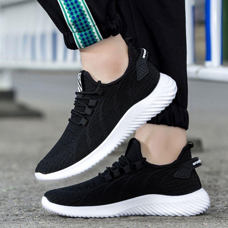 Men's Fly-woven Sports Shoes Fashion Trendy Shoes Simple Solid Color Casual Shoes Trend Comfortable Running Men's Shoes