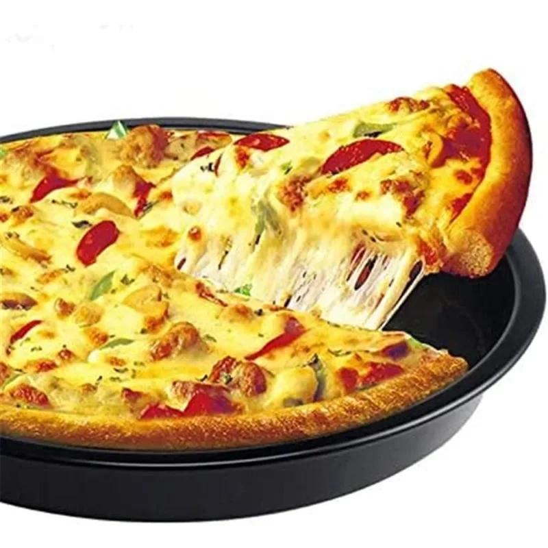 1pcs 8/9/10 Inch Round Pizza Pan Microwave Oven Pan Chip Tray Dish Carbon Steel Non-stick Mold Baking Tool Kitchen Supplies