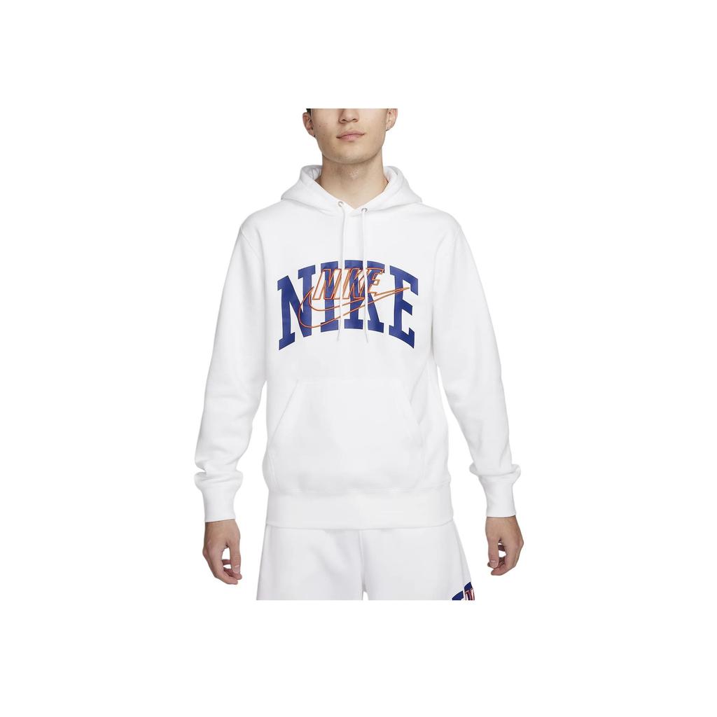 Nike Club Fleece Letter Hoodie Casual Long Sleeve Sweatshirt Men Hoodies White FV4448-100