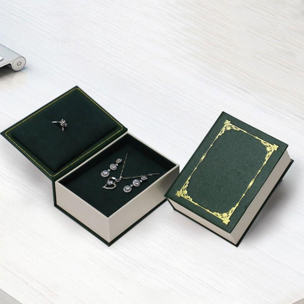 Magnetic Closure Book Shaped Jewelry Box Flip Cover Rings Earrings Organizer  Surprise Gift