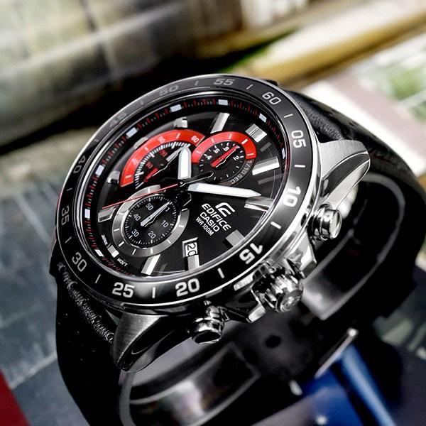 Casio Edifice Dynamic Sporty Design Luxury Chrono Leather Watch EFV-550L-1A