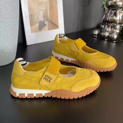 Желтые туфли Мэри Джейн женские летние новые с внутренней платформой на липучке легкие с круглым носком парусиновые туфли одинарные