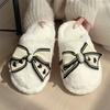 Fashion Home Bow Cotton Slippers Women's Winter Warm Plush Plush Postpartum Shoes Ins