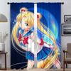 SailorS Moon Anti-mosquito Curtains 2 Pieces Modern Living Room Curtains for Camera Halloween Decoration Window Curtain Shades