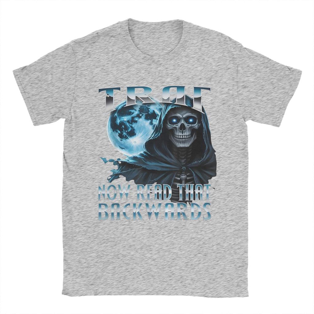TRAF Now Read That Backwards Fart Skeleton Meme Funny Memes TShirts for Unisex Novelty Tees Short Sleeve T Shirts Gift Clothing