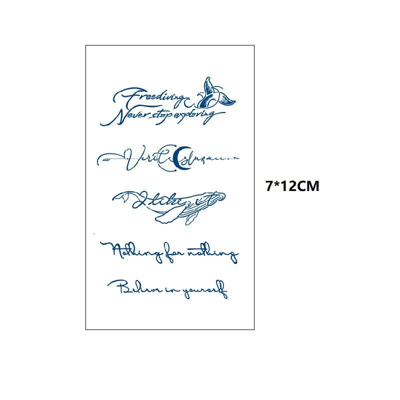 Маленький свежий крест ЭКГ маленькая змея рыбий хвост маленький узор неотражающая переносимая вода имитация стойкой татуировки наклейка