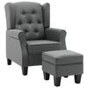 VidaXL Fauteuil avec repose-pied Gris clair Tissu