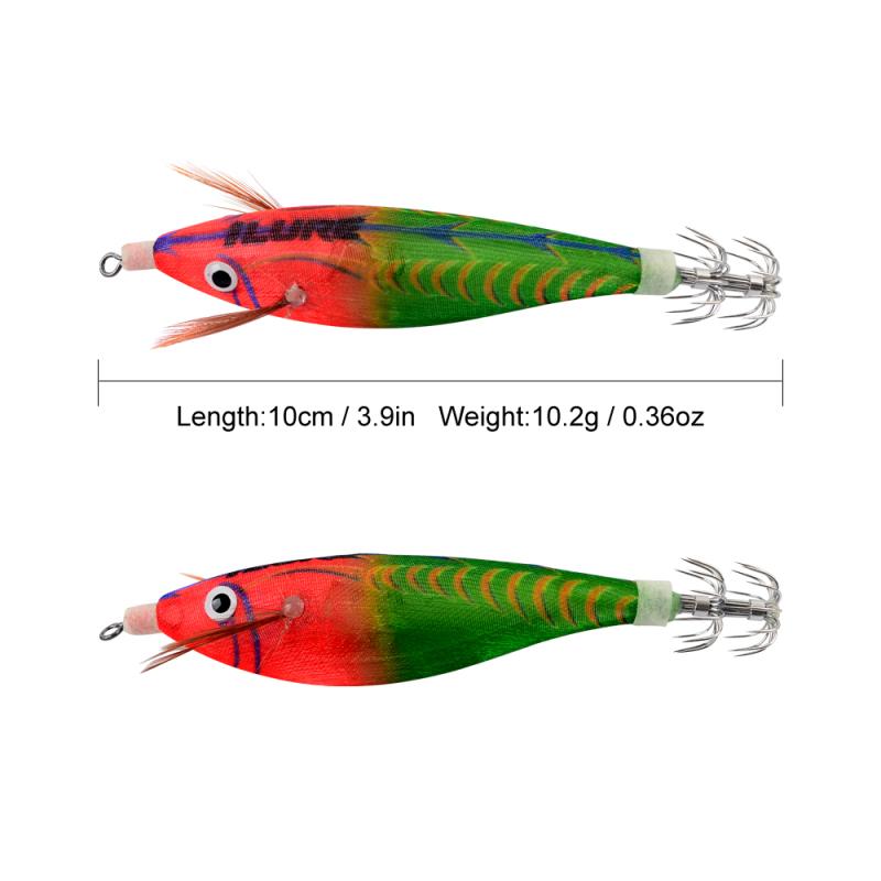 Рыболовная приманка для деревянных креветок с батареей, 7 шт., 10 см, крючок для кальмара, наживка для осьминога, джиги для кальмаров, приманки для каракатиц, искусственный воблер, жесткая приманка