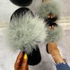 Fashion Fashion Fluffy Faux Fur Slippers for Women Soft Plush Open Toe Home Slippers Woman Autumn Winter Indoor Cozy Furry Flat Slides