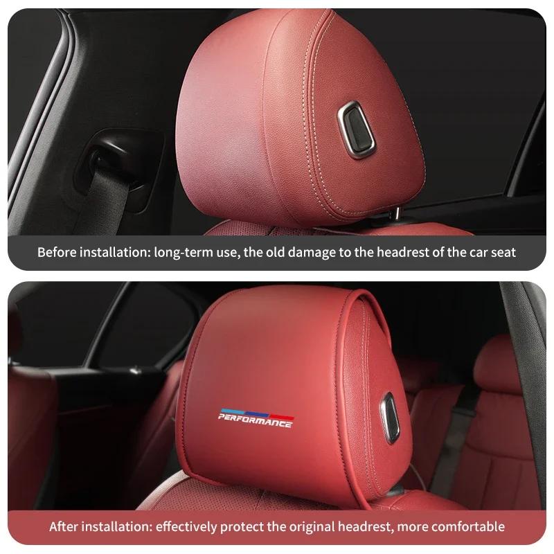 KWYP9 Hot Car Seat Headrest Cover Anti-dirty Neck Pillow Protector Accessories For BMW E46 E90 E60 F10 E39 F30 E30 G30 E53 F31 G2