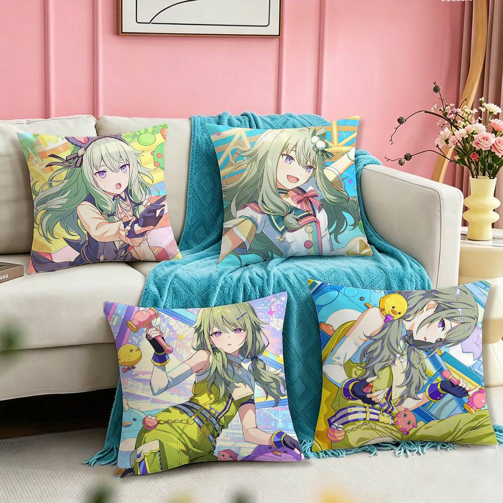 Kusanagi Nene Badge Music Game Cosplay Square Double-Sided printed Pillow Case Bedroom Bedside Pillow Sofa Cushion Cover