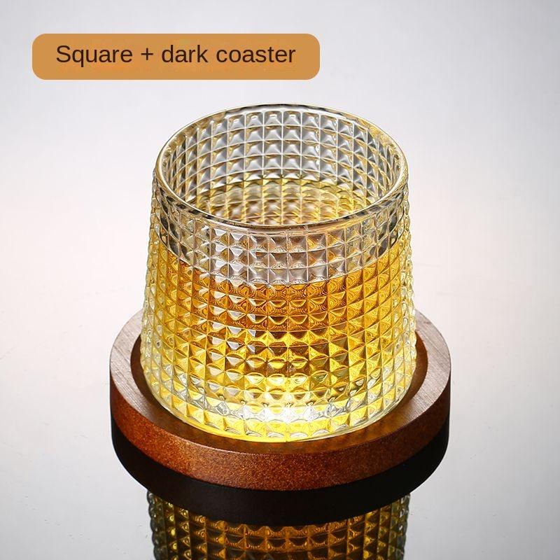 Creative Crystal Whiskey Glass Old Fashioned Rocks Glasses Tumblers Glassware for Cocktail Scotch Spinning Tops Design Glasses