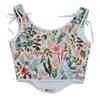 Women's Vest Printed Bra Retro  Front Strap U-neck Leaf Print