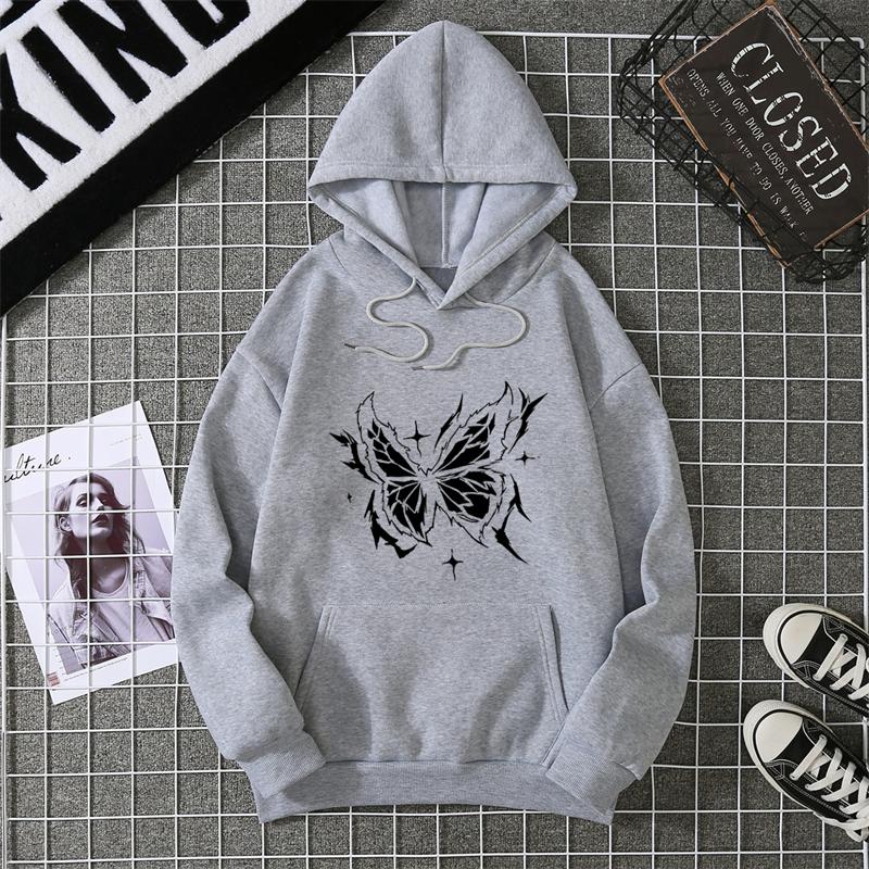Autumn Winter Women's Thickened Fleece Hoodie Casual Long Sleeve Fashion Outerwear Printed Sweatshirt Comfortable
