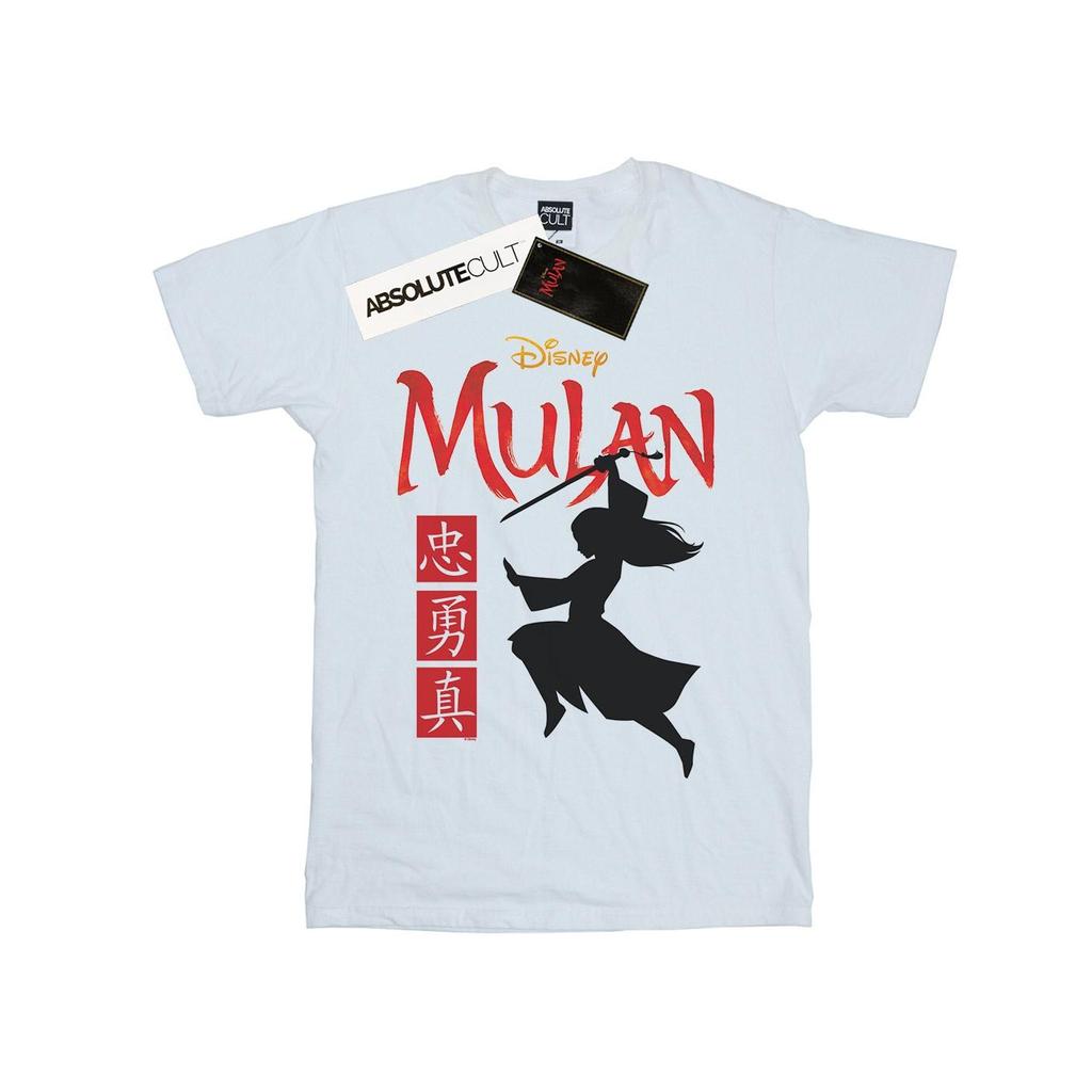 Disney Женская/женская хлопковая футболка с силуэтом бойфренда «Мулан» из фильма «Воин»