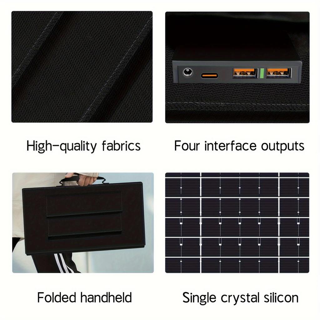 Портативные солнечные панели с фиксированными кронштейнами, складные солнечные панели, двойная быстрая зарядка USB QC3.0, TYPE-C, DC 3.0
