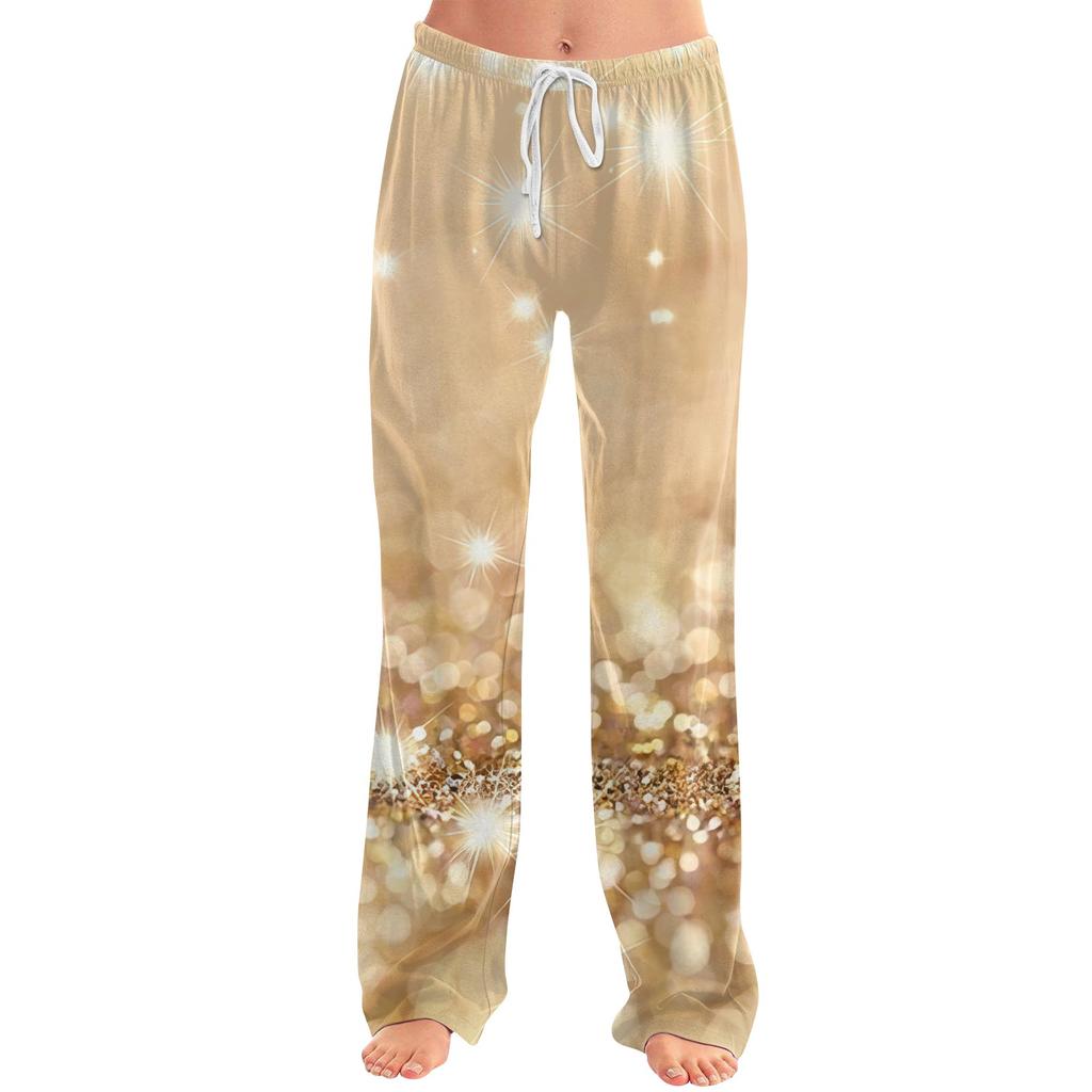 Женские милые брюки с цветочным принтом на завязках, повседневные пижамные брюки