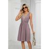 Women's Fashion Summer Spring Solid Color Print Sleeveless V-Neck High Waist Casual Dresses
