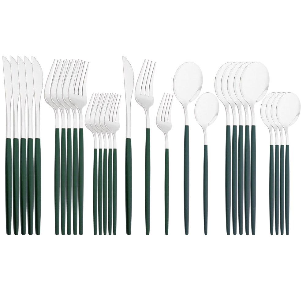 Зеркальный набор столовых приборов из нержавеющей стали, 30 предметов, черно-золотой столовый прибор, нож, вилка, ложка, набор столовых приборов, десертная ложка, набор столовых приборов