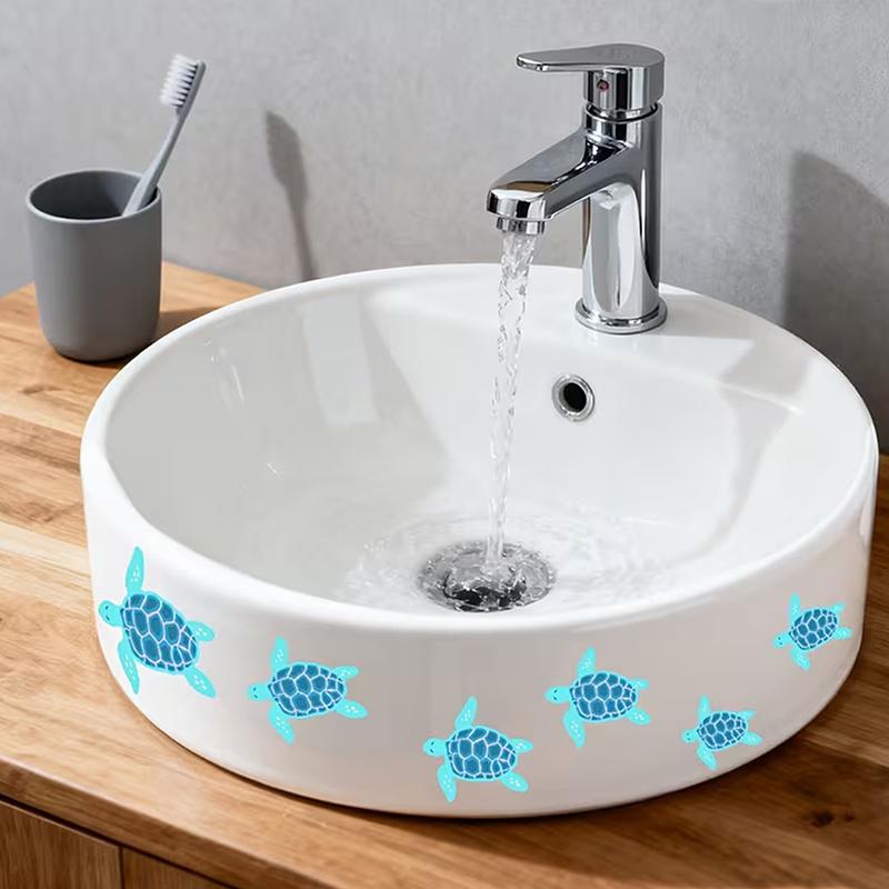 Светящиеся в темноте черепахи Самоклеящиеся наклейки Водонепроницаемые Декорации для ванной комнаты и спальни Домашний декор Стена раковины Искусство