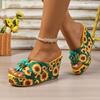 Fashion Women Sandals Outdoor Anti-slip Platform Big Size Designer Shoes Women 2025 Summer Hoof Heels PU Rome Sandals Sandalias De Mujer