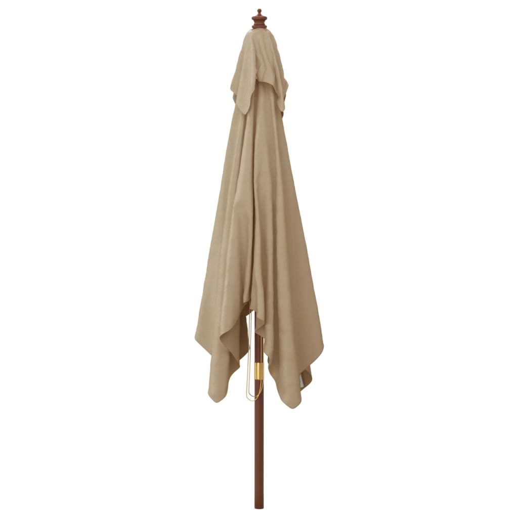 Sun Umbrella with Wooden Pole Taupe 300x300x273 cm