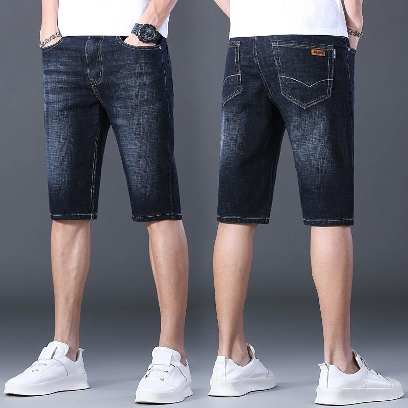 Summer Men Fashion Denim Shorts Men's Slim 5 Points Pants Casual Five Sports Shorts Loose Straight Skinny Trousers Plus Size