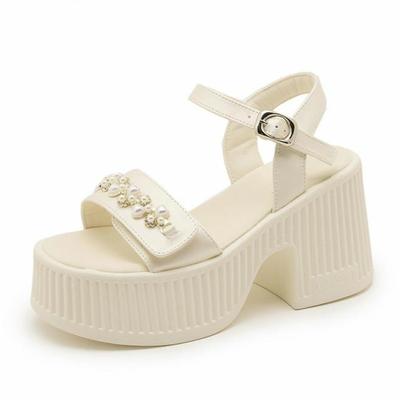 10СМ Микрофибра Кожа Дышащие Новые Летние Высокий Бренд Каблуки Женские Туфли Сандалии на Платформе и Танкетке с Пряжкой Пип-Тоу Балетки Кроссовки