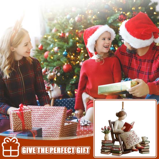 Просто девушка, которая любит книги, Рождественское украшение 2D плоский акрил, для любителей чтения, подвесное