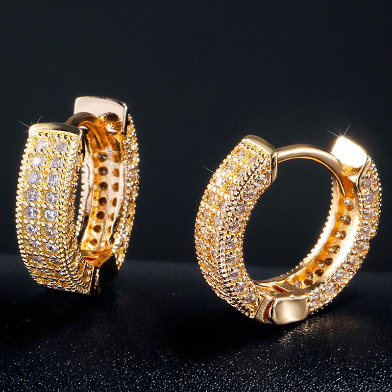 Luxury Cubic Zirconia Gold Color Zircon Hoop Earrings For Women Luxury Circle Crystal Girls Party Zircon