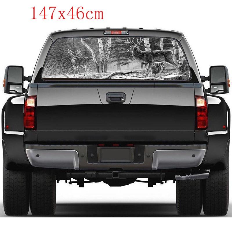 Задний грузовик для окна Лес Олень Автомобильные наклейки Графика Перфорированные