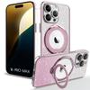 Protective Case - BOOLING - for iPhone 16 Pro Max - Silicone - Rotating Stand - Pink