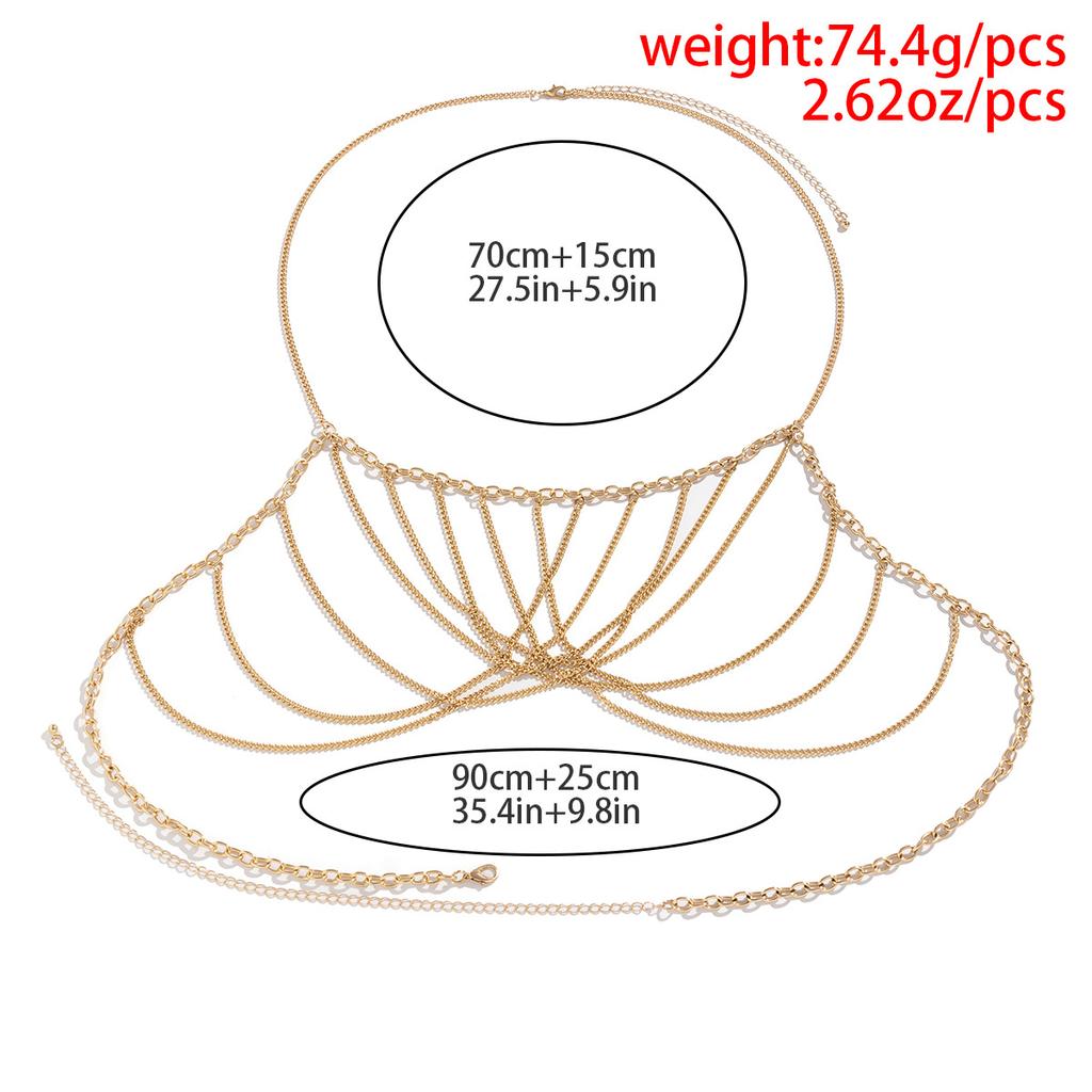 Sexy Simple Tassel Chain Chest Chain Bikini Necklace Exaggerated Fashion Body Chain Women