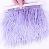 Feather1M High Quality Purple Natural Color Ostrich Feather Plumas Decorative Stage Party 6-8CM Edge Ribbon Wedding Dress Sewing Craft